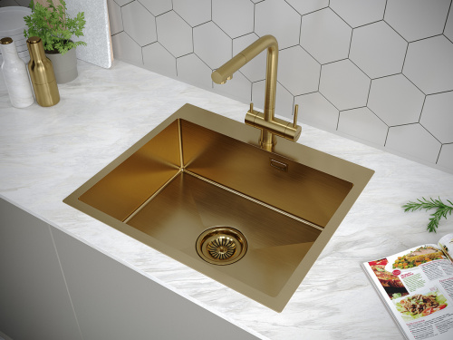 Смеситель для кухни Paulmark SKALEN Sk213020-BG на мойку золото - фото 2